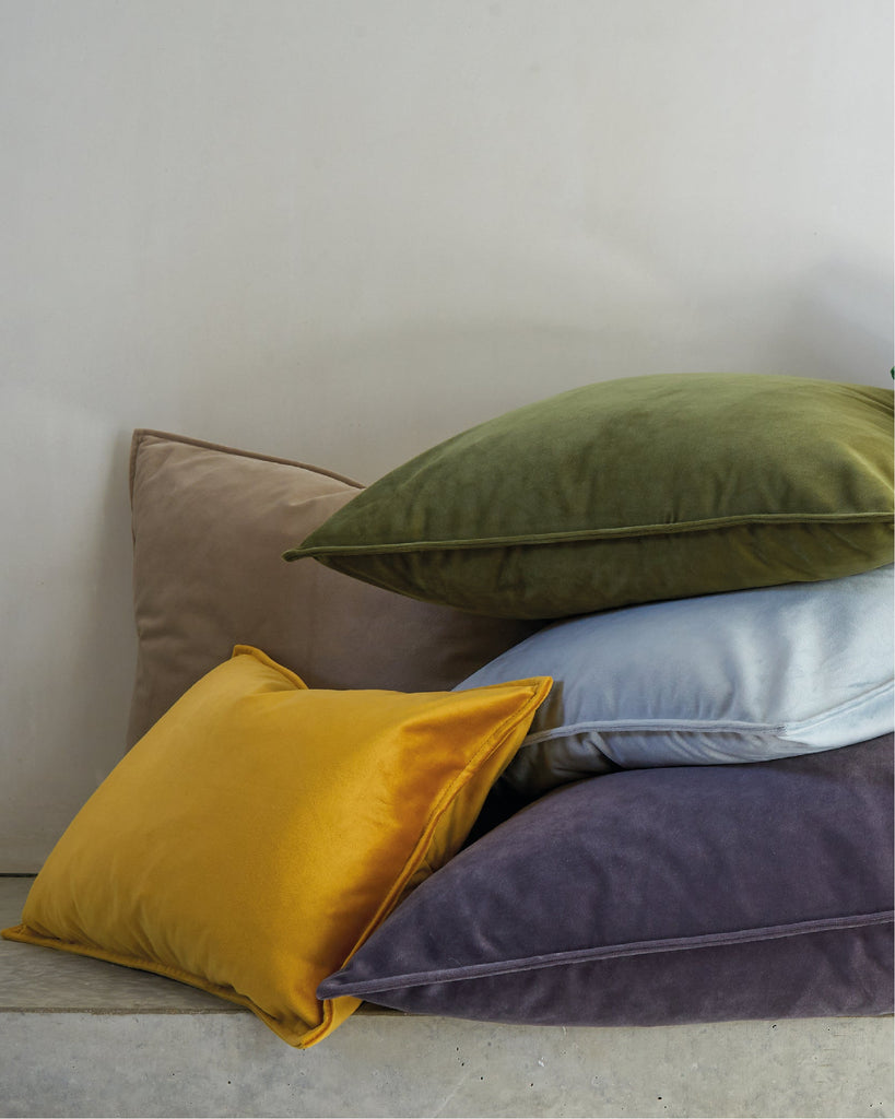 Chalk Square Velvet Cushion - Charcoal