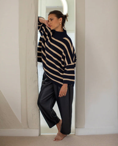 Chalk Vicki Jumper - Stripe Navy / Sand