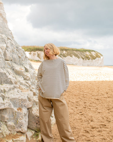 Chalk Bryony Longer Stripe Top
