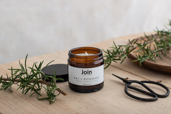 Bay + Rosemary - Join Luxury Scented Soy Wax + Essential Oil Candle