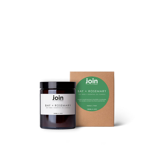 Bay + Rosemary - Join Luxury Scented Soy Wax + Essential Oil Candle