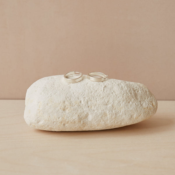 Chalk Medium Flat Hoop Earrings - Sterling Silver